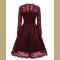  Women's Vintage Lace Dress Sexy Long Sleeves Cocktail Formal Dresses S-XXL